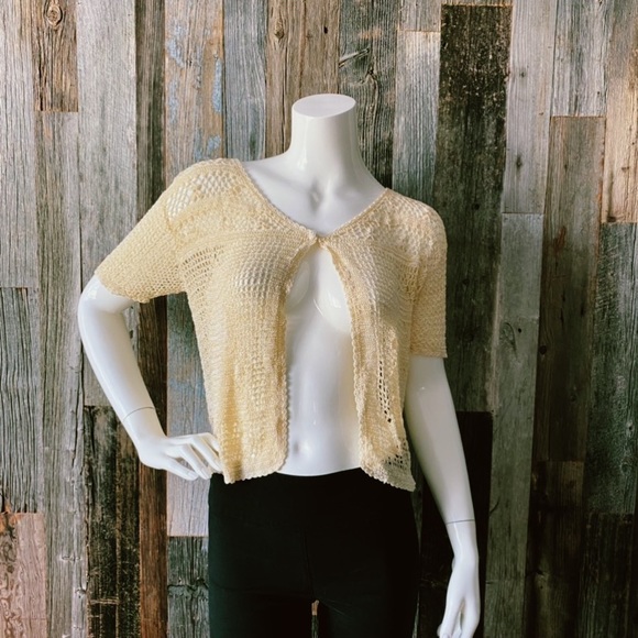 Vintage Sweaters - Vintage Gold Shrug Size Medium